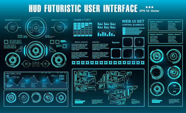 Interfaz de usuario táctil gráfica virtual futurista Pantalla de tablero HUD Pantalla de tecnología de realidad virtual