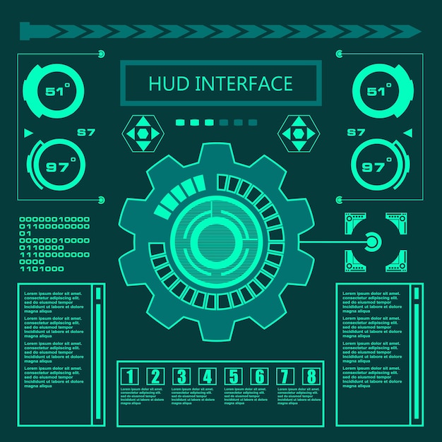 Interfaz de usuario táctil gráfica virtual verde futurista