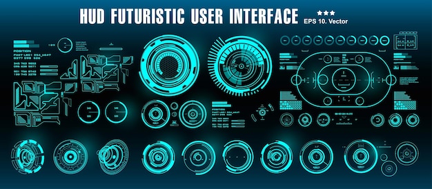 Interfaz de usuario verde futurista de HUD, panel de destino, pantalla de tecnología de realidad virtual