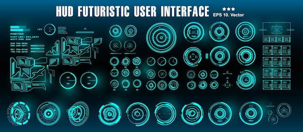 Interfaz de usuario verde futurista de hud, panel de destino, pantalla de tecnología de realidad virtual