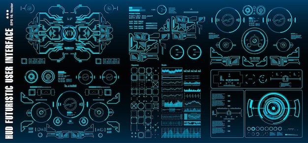 Interfaz de usuario verde futurista de HUD, panel de destino, pantalla de tecnología de realidad virtual