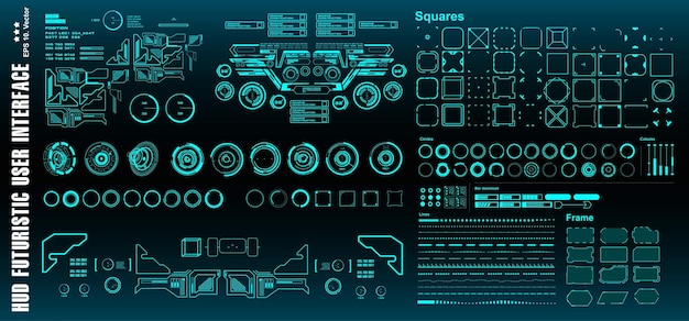 Interfaz de usuario verde futurista de HUD, panel de destino, pantalla de tecnología de realidad virtual