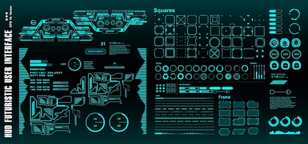 Interfaz de usuario verde futurista de hud, panel de destino, pantalla de tecnología de realidad virtual