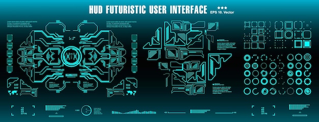 Interfaz de usuario verde futurista de HUD, panel de destino, pantalla de tecnología de realidad virtual