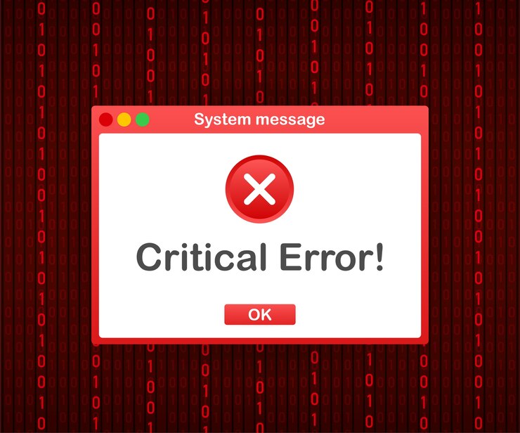 Vector interfaz de usuario vintage. mensaje de advertencia de error crítico. ilustración de stock.