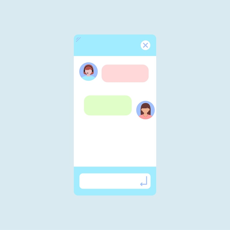 Vector interfaz de ventana de diálogo de bot de chat con auriculares de mujer concepto de servicio en línea de chat de robot aislado ilustración vectorial de la charla del sitio con robot de chatbot y burbuja de mensaje de avatar de cliente de mujer