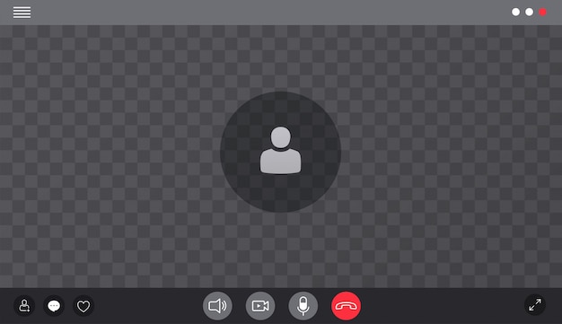 Interfaz de video chat, ventana de videollamada web del usuario. Concepto de redes sociales remotas, comunicación remota, contenido de video.