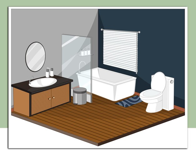 Vector interior del baño con muebles