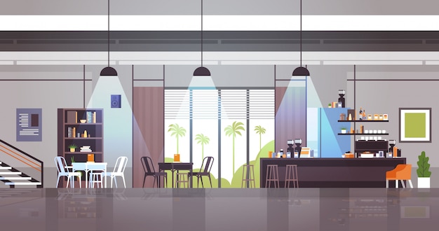 Vector interior de la cafetería moderna vacía