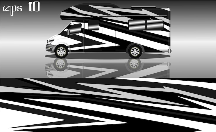 Vector interior de la caravana con revestimiento de vinilo
