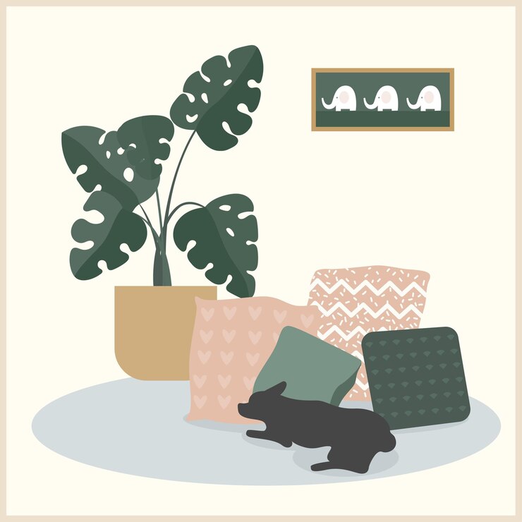 Vector interior de la casa. acogedores elementos de decoración cómodos para el hogar