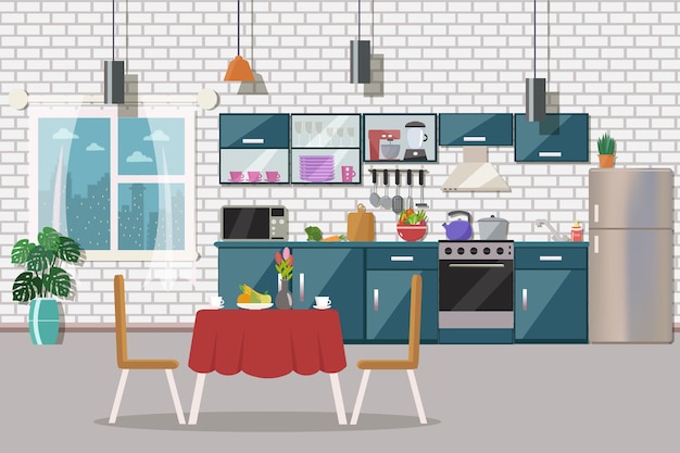 Vector interior de cocina