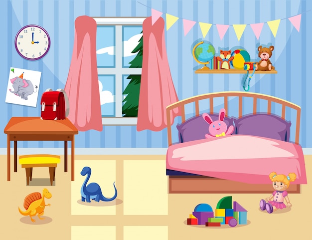 Interior de un dormitorio infantil.