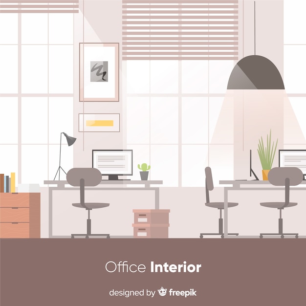 Interior elegante de oficina con diseño plano