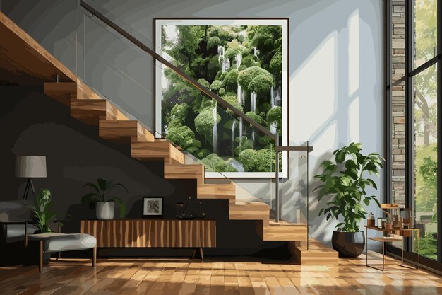 interior con ilustración en 3D del sofá