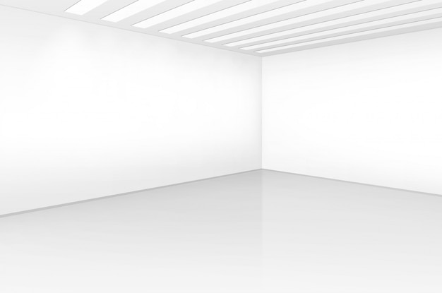Interior de la sala blanca en estilo minimalista con fondo de pared vacía