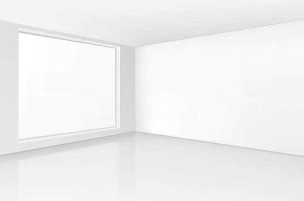 Interior de la sala blanca en estilo minimalista con fondo de pared vacía