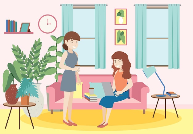 Interior de la sala de estar en concepto de diseño plano