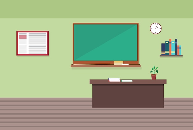 Interior vacío de la sala de clases de la escuela