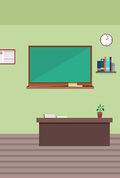 Interior vacío de la sala de clases de la escuela