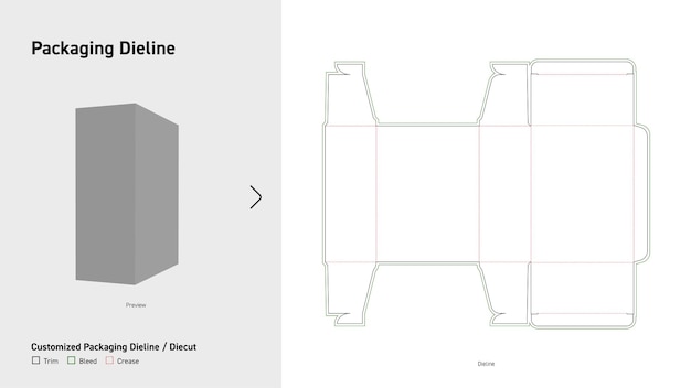 Interlock Tuck caja de extremo Dieline