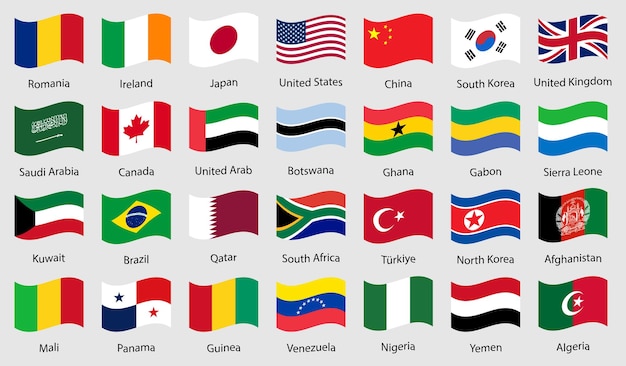 International Country Flags Icon Set Flat Vector Collection