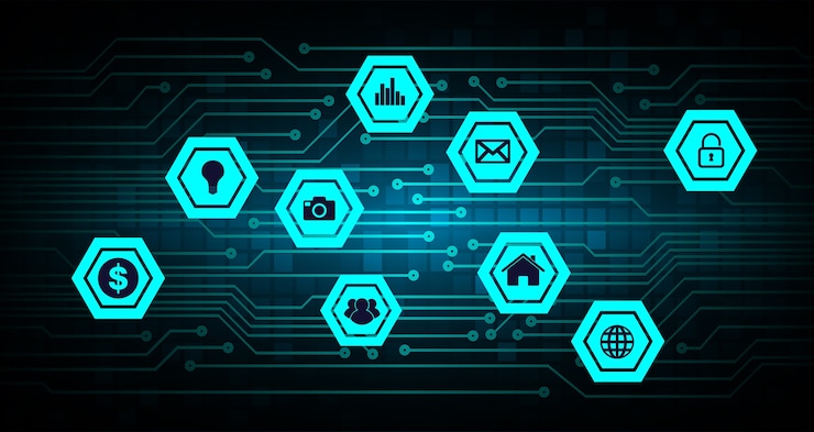 Vector internet de las cosas de la tecnología cibernética