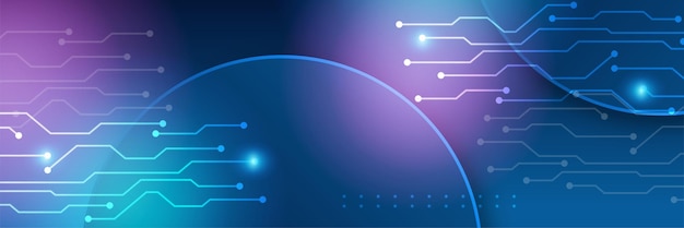 Internet de seguridad cibernética amplia y concepto de red Ilustración de vector de alta tecnología con varios elementos tecnológicos Concepto de ciencia ficción global abstracto Comunicación digital de Internet sobre fondo azul