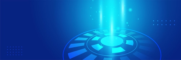Internet de seguridad cibernética amplia y concepto de red Ilustración de vector de alta tecnología con varios elementos tecnológicos Concepto de ciencia ficción global abstracto Comunicación digital de Internet sobre fondo azul
