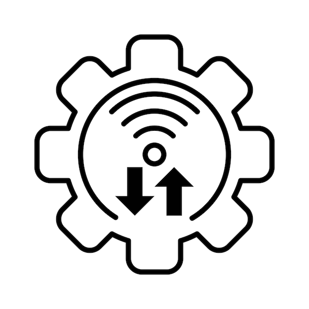 Internet wifi datos engranaje automatización contorno icono vector ilustración