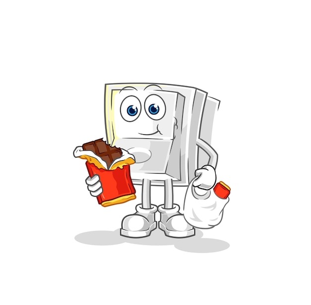 Interruptor de luz comer vector de dibujos animados de mascota de chocolate