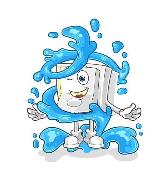 Interruptor de luz fresco con vector de dibujos animados de mascota de agua