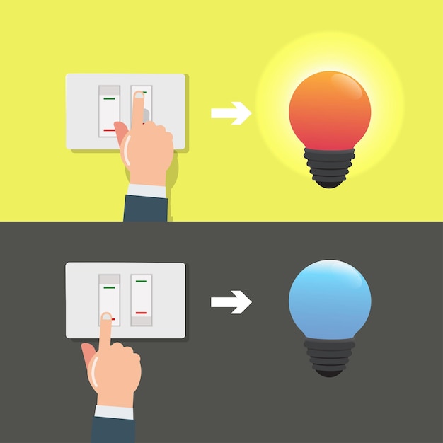 Interruptor de palanca Dedo enciende y apaga la ilustración de vector de diseño de luz