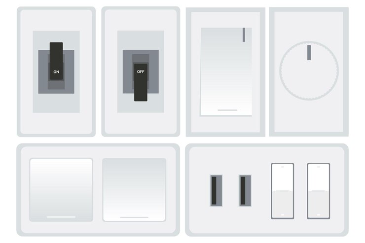 Vector interruptor de pared interruptor eléctrico usb carga en el interruptor interruptor de luz ilustración vectorial