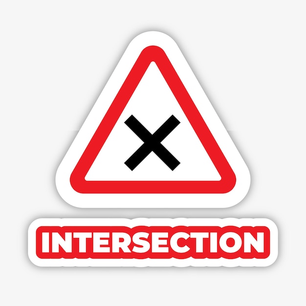 Intersección señal de tráfico editable vector moderno icono y diseño de efecto de texto