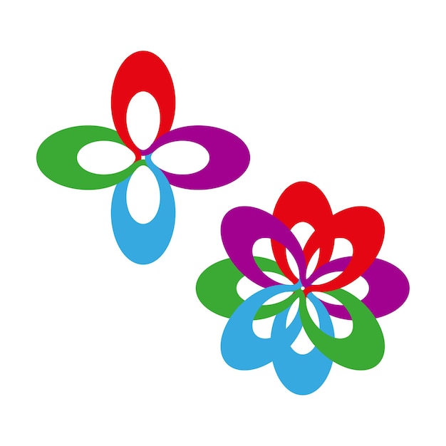 Intertwined abstract flowers Colorful bloom shapes Floral decorative elements Vector blossom motifs