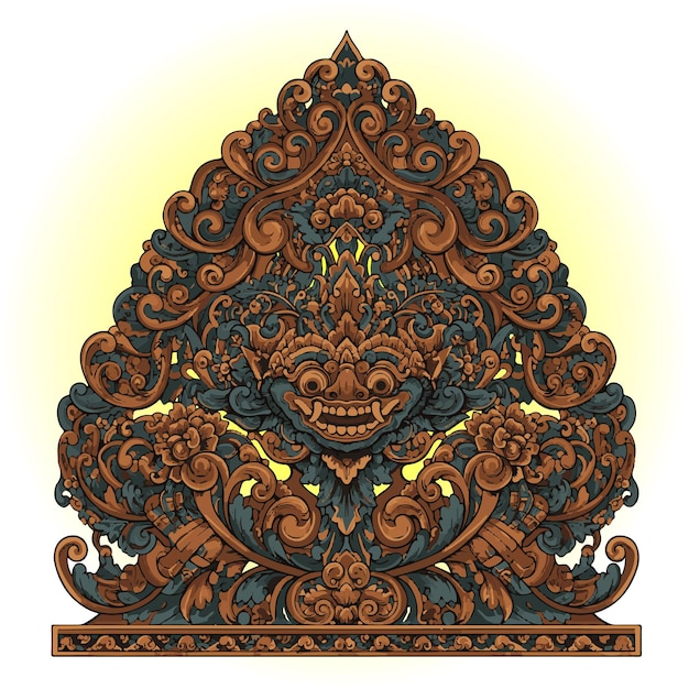 Intricate Balinese Garuda Carving in Ornate Architectural Style