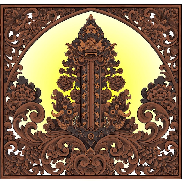 Intricately Carved Balinese Temple Panel A Detailed Architectural Study