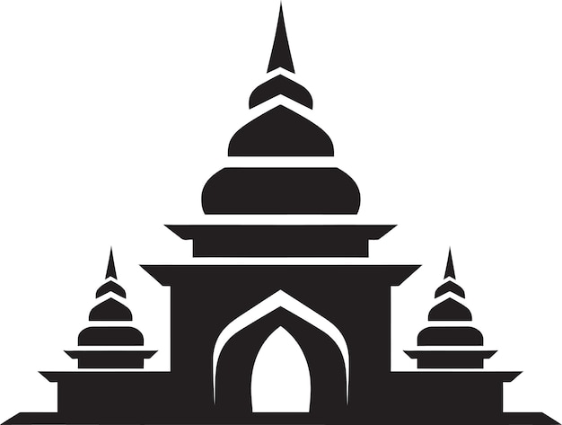 Intrincada arquitectura del templo en VectorVector Ilustración detallada de la fachada del templo