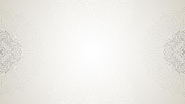 Vector intrincado arte de borde de mandala beige con fondo vectorial horizontal en blanco limpio y suave