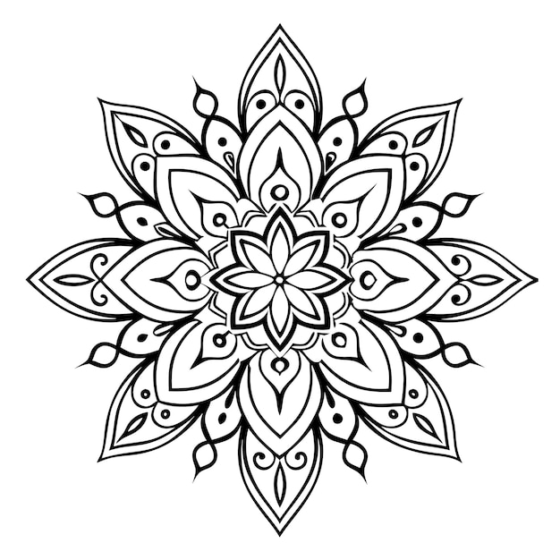 Intrincado diseño de mandala en blanco y negro Arte ornamental