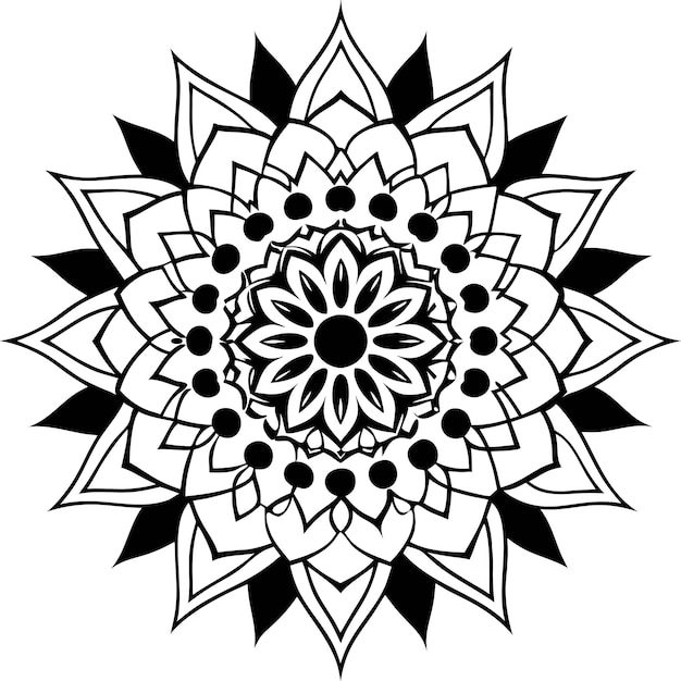 Un intrincado diseño de mandala en blanco y negro