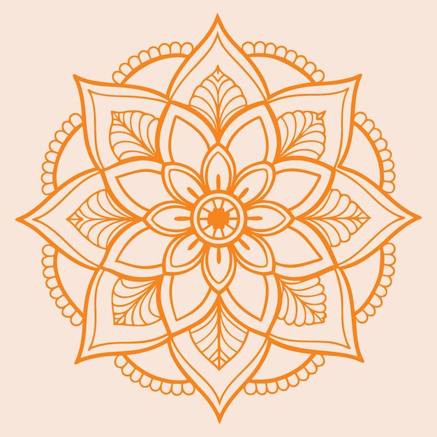 El intrincado diseño de mandala naranja para fines espirituales y decorativos