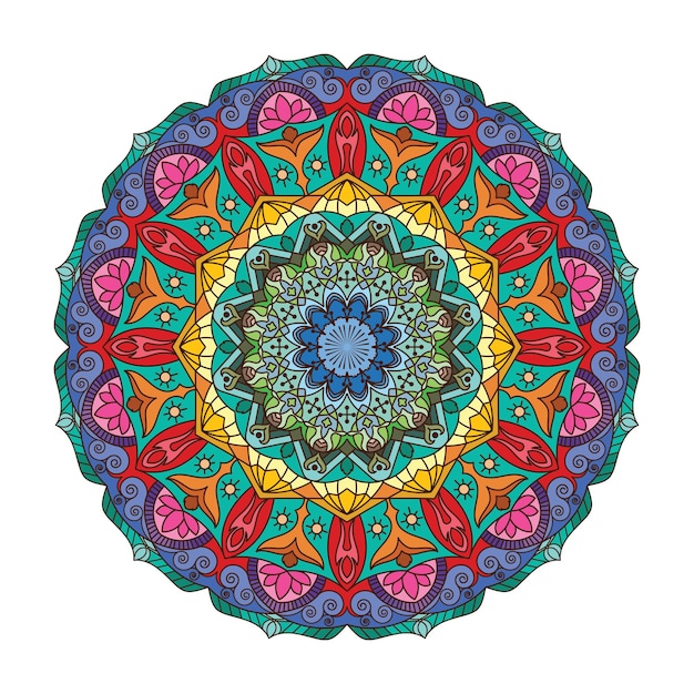 Intrincado diseño de patrón de mandala colorido