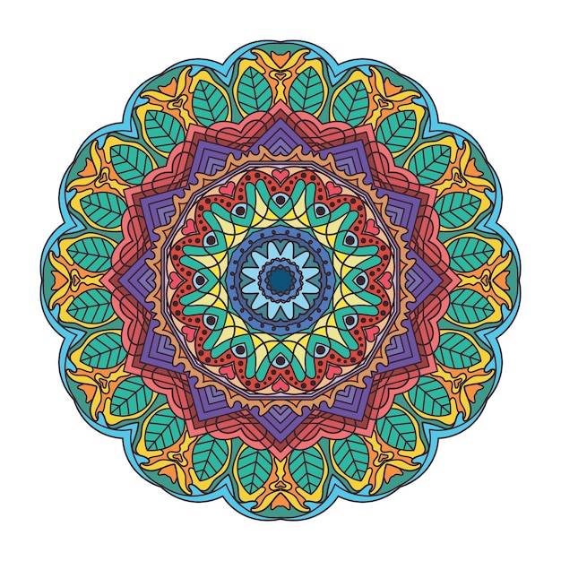 Intrincado diseño de patrón de mandala colorido