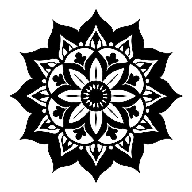 El intrincado diseño vectorial de Mandala en blanco y negro