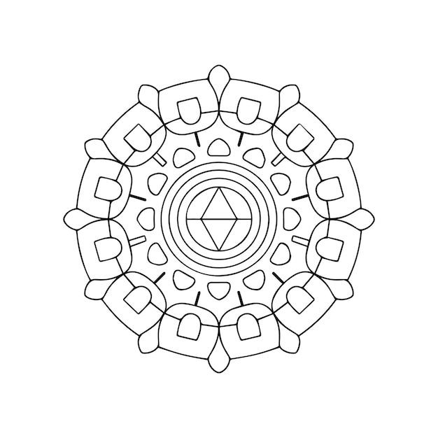 El intrincado diseño vectorial de Mandala es perfecto para colorear y meditar.