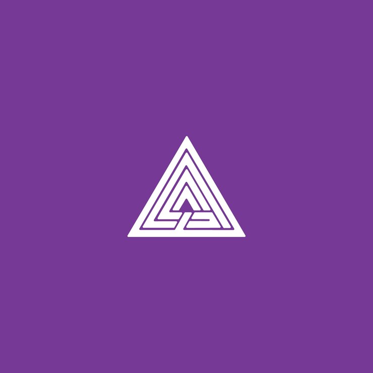Vector el intrincado logotipo del triángulo geométrico es un símbolo de marca moderno.