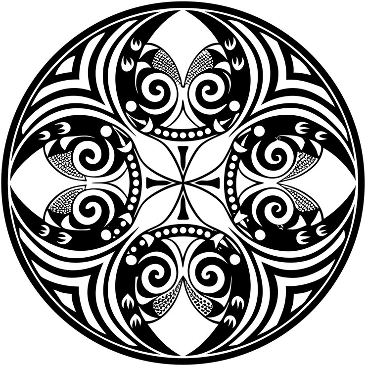 El intrincado mandala celta en blanco y negro