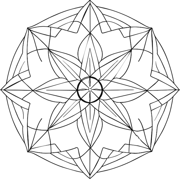 intrincado mandala geométrico con triángulos ilustración vectorial arte de líneas